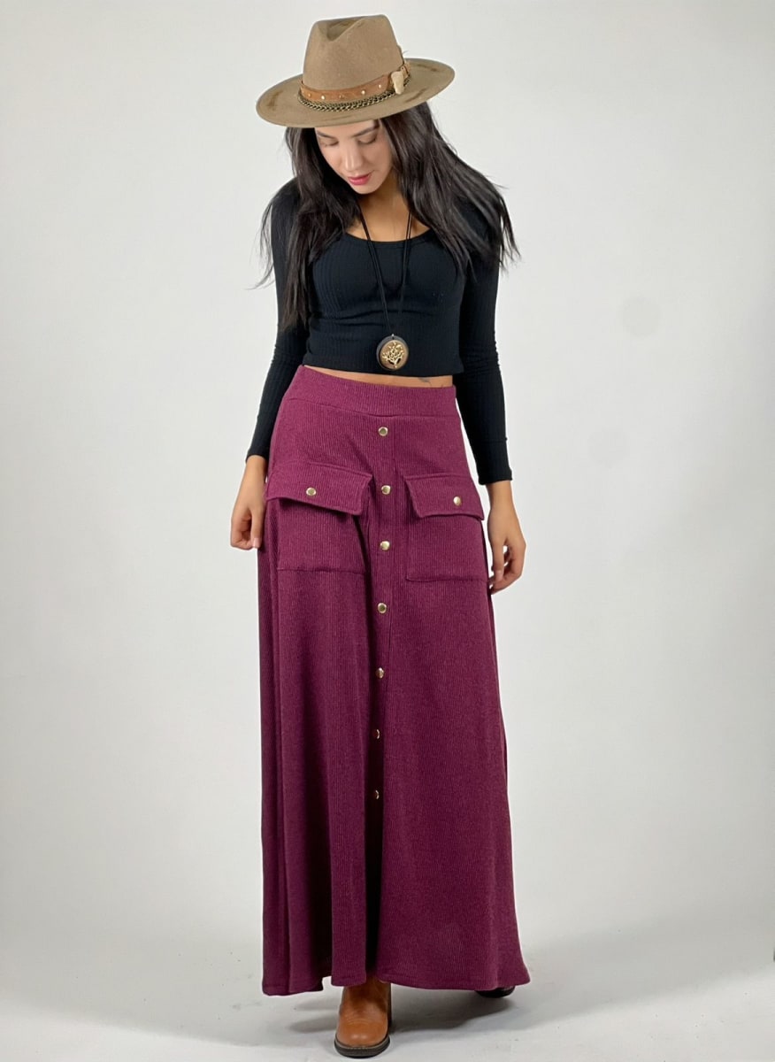 Falda Lanilla Spandex Bolsillos Cargo A2-59//626