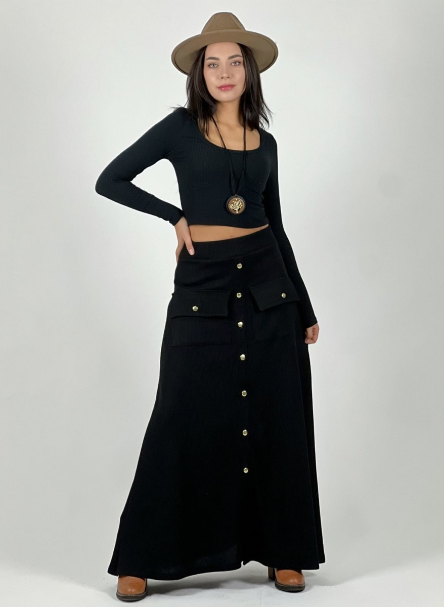 Falda Lanilla Spandex Bolsillos Cargo A2-59//622