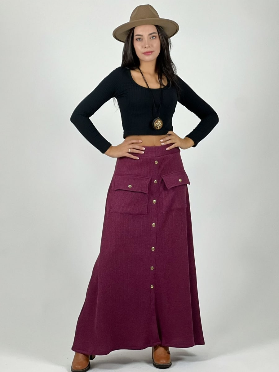 Falda Lanilla Spandex Bolsillos Cargo A2-59//625