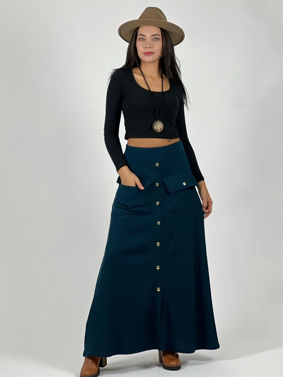 Falda Lanilla Spandex Bolsillos Cargo A2-59//628