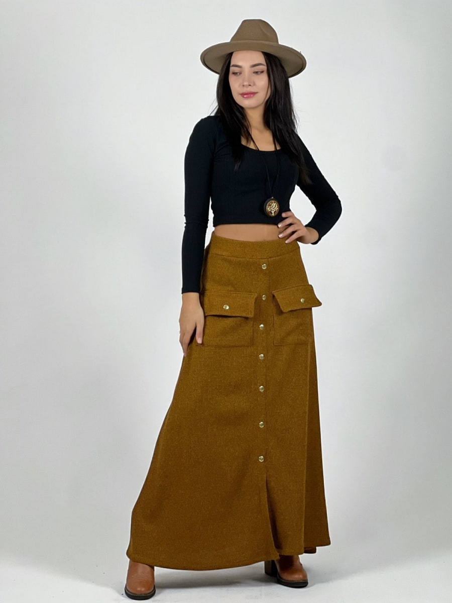 Falda Lanilla Spandex Bolsillos Cargo A2-59//6213