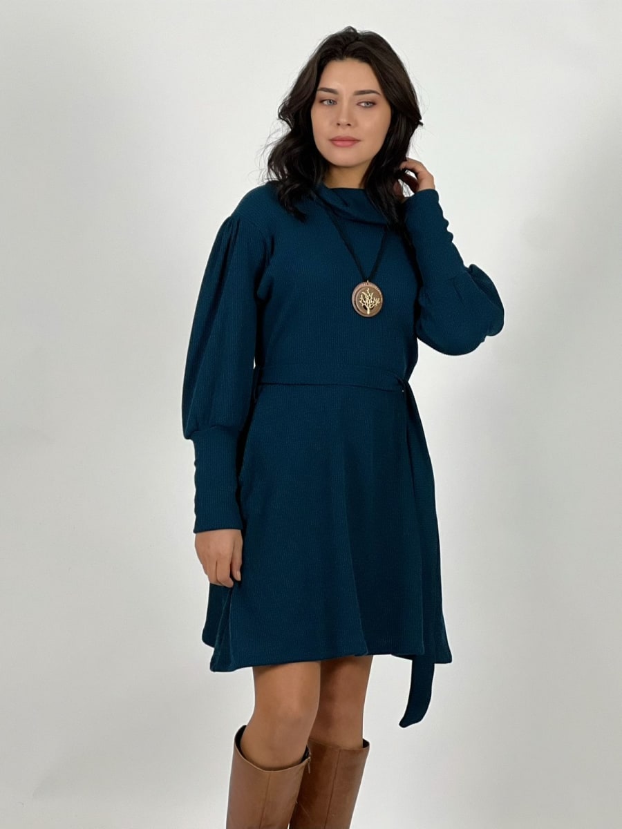 Mini Vestido Lanilla C/Cinturon Cuello Tortuga A3-77/805