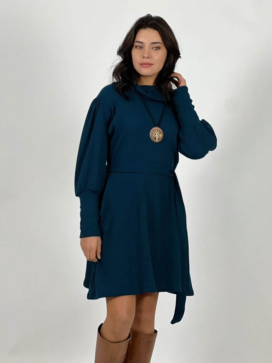 Mini Vestido Lanilla C/Cinturon Cuello Tortuga A3-77/806