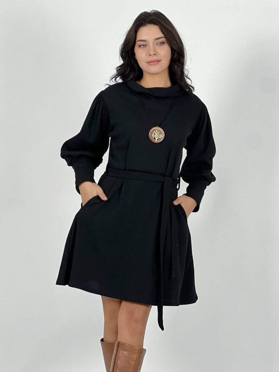 Mini Vestido Lanilla C/Cinturon Cuello Tortuga A3-77/8013