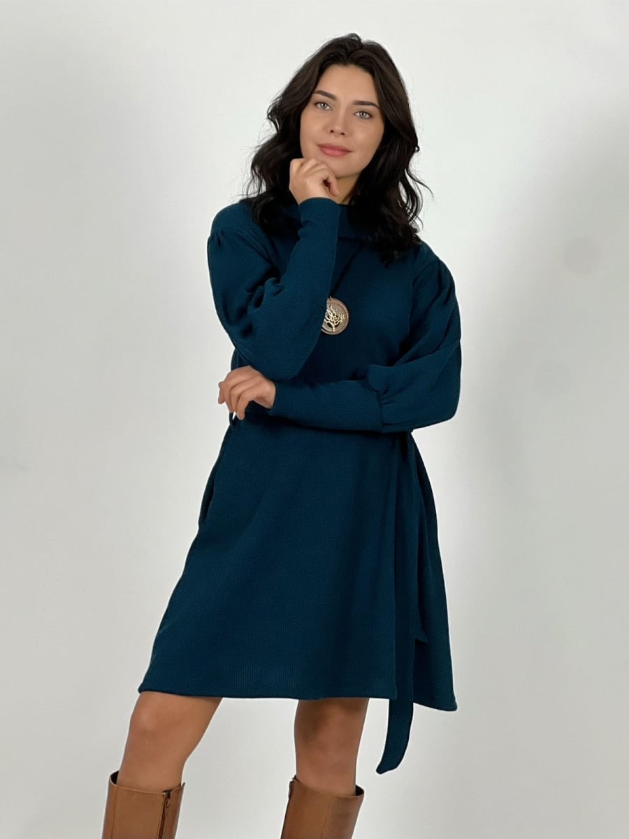 Mini Vestido Lanilla C/Cinturon Cuello Tortuga A3-77/807