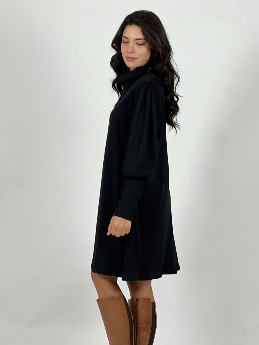 Mini Vestido De Lanilla Liso Cuello Tortuga A4-883