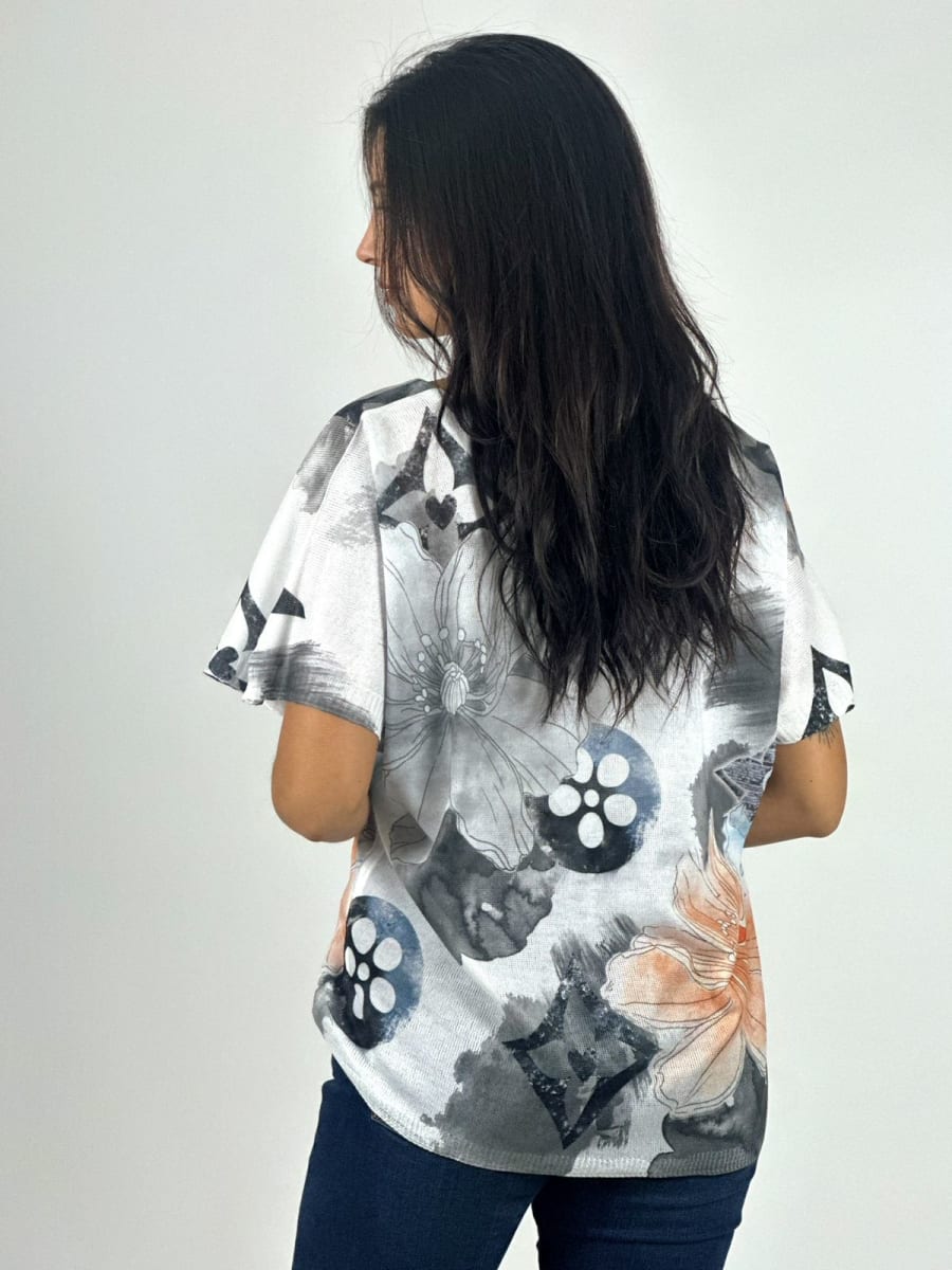 Polera Italiana Con Flores A1-338