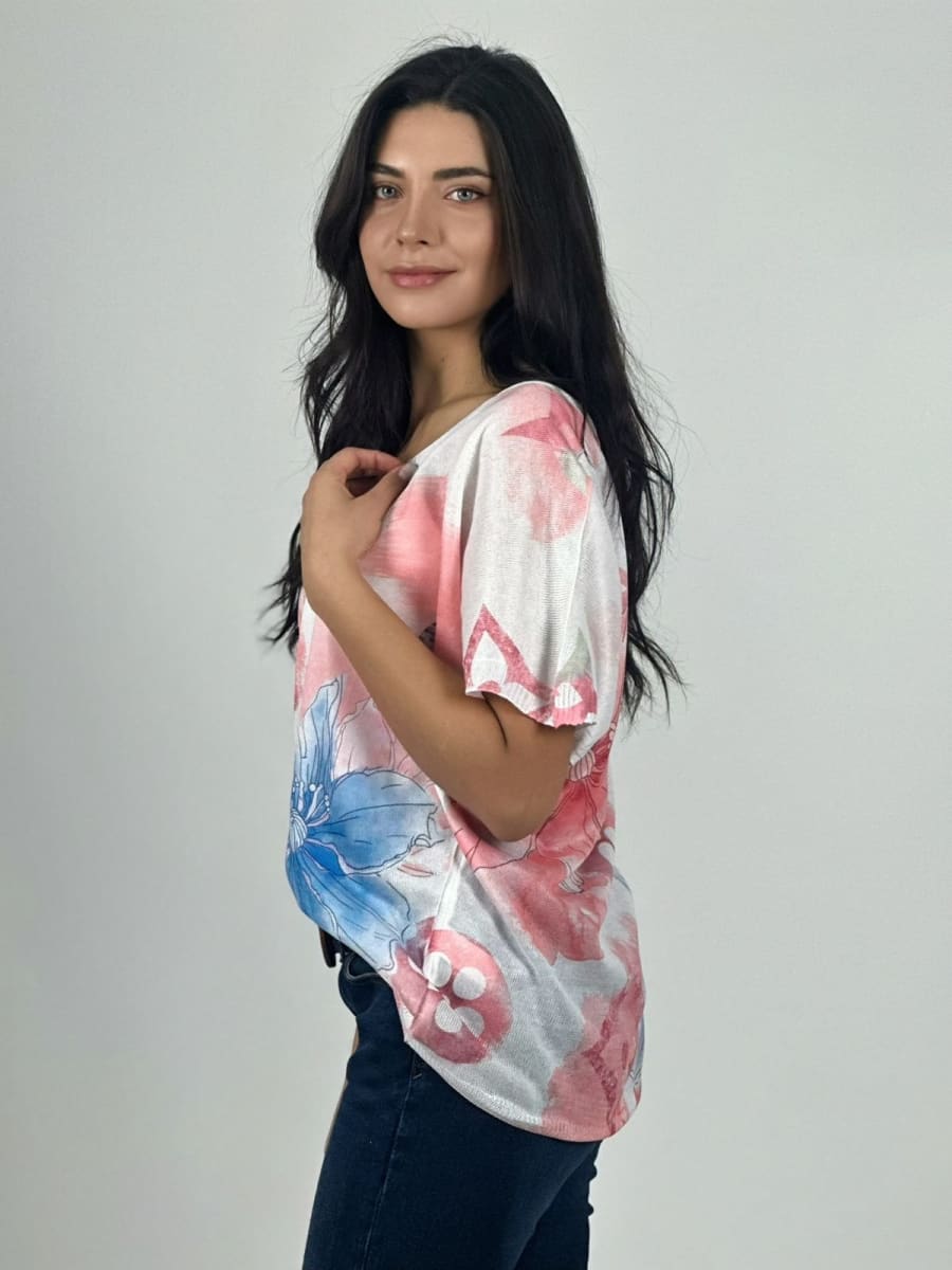 Polera Italiana Con Flores A1-3311