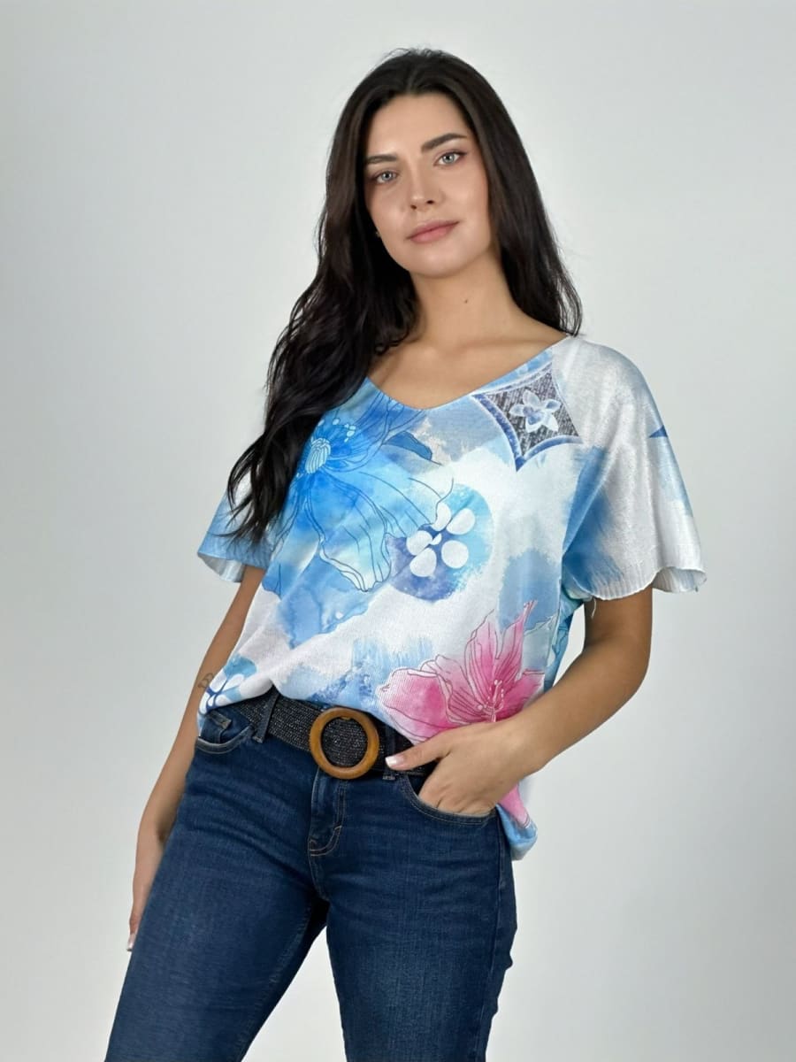 Polera Italiana Con Flores A1-333
