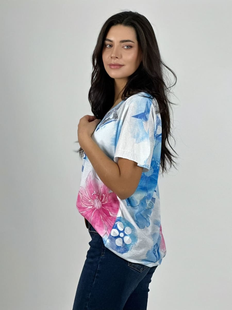 Polera Italiana Con Flores A1-335