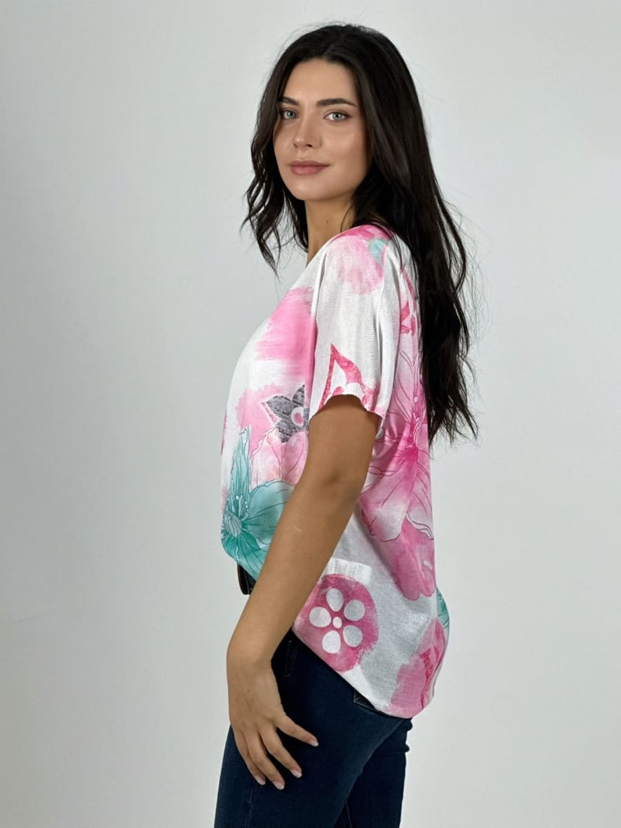 Polera Italiana Con Flores A1-3317