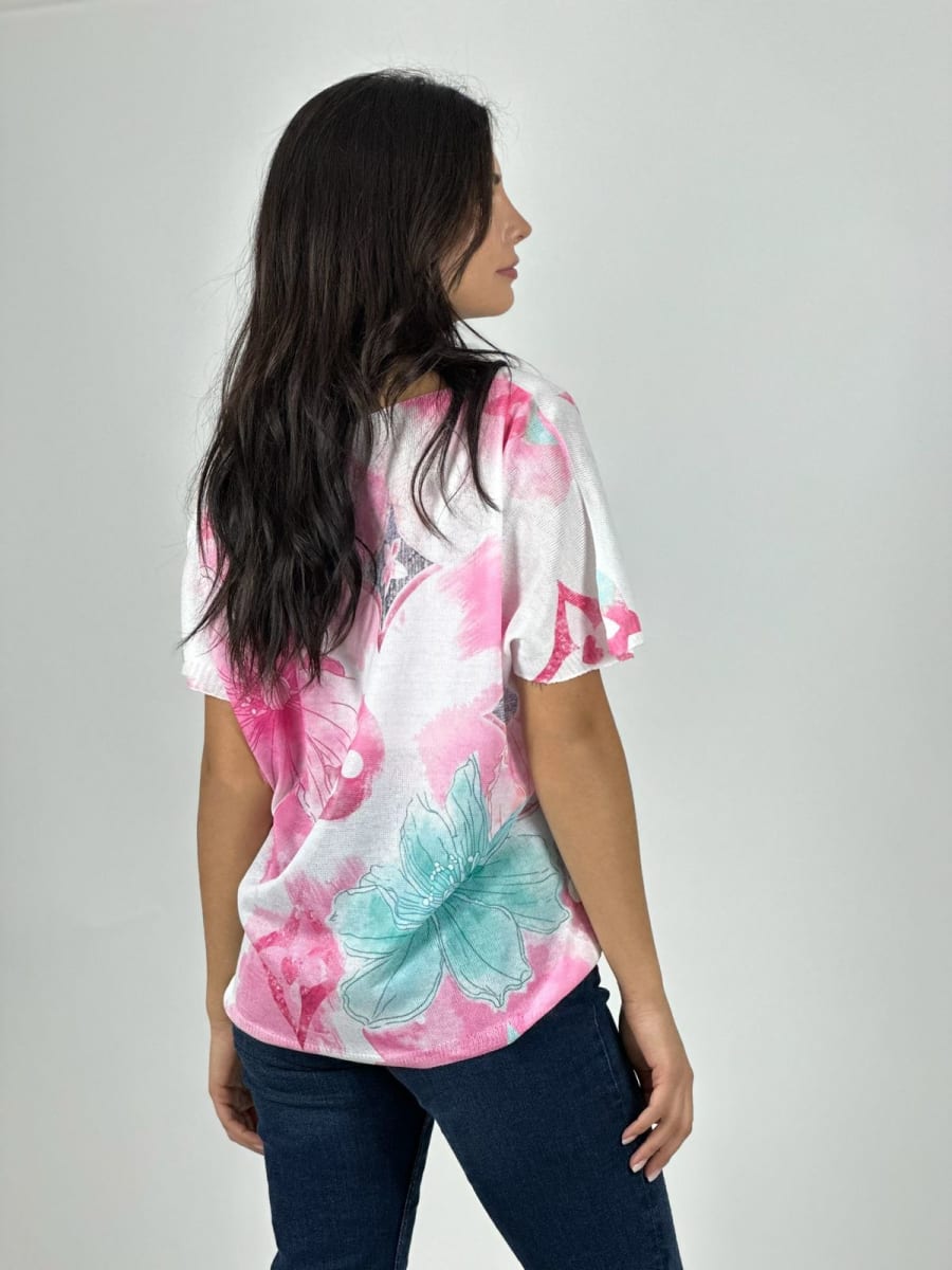Polera Italiana Con Flores A1-3318