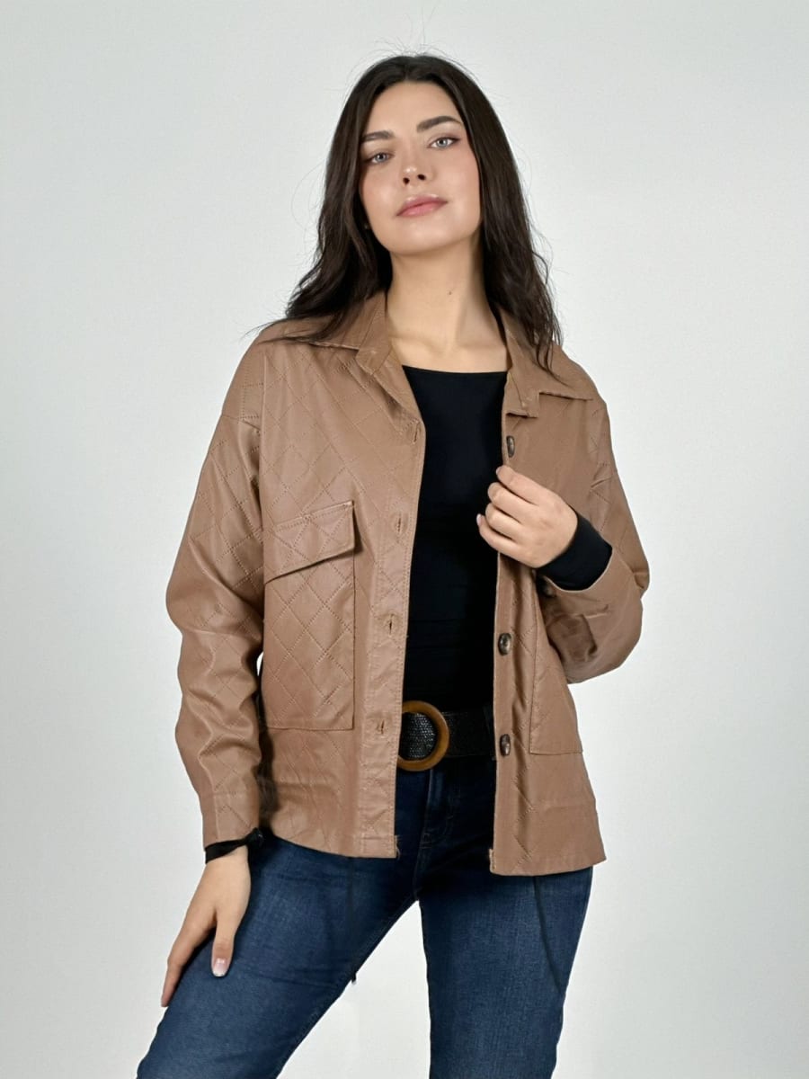 Chaqueta Italiana Eco Cuero Abotonada A1-451