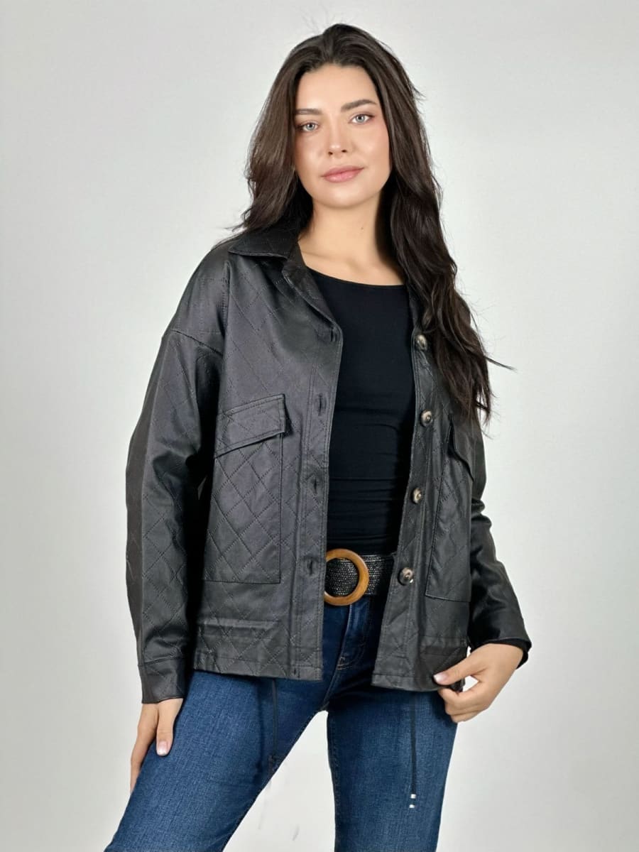 Chaqueta Italiana Eco Cuero Abotonada A1-454