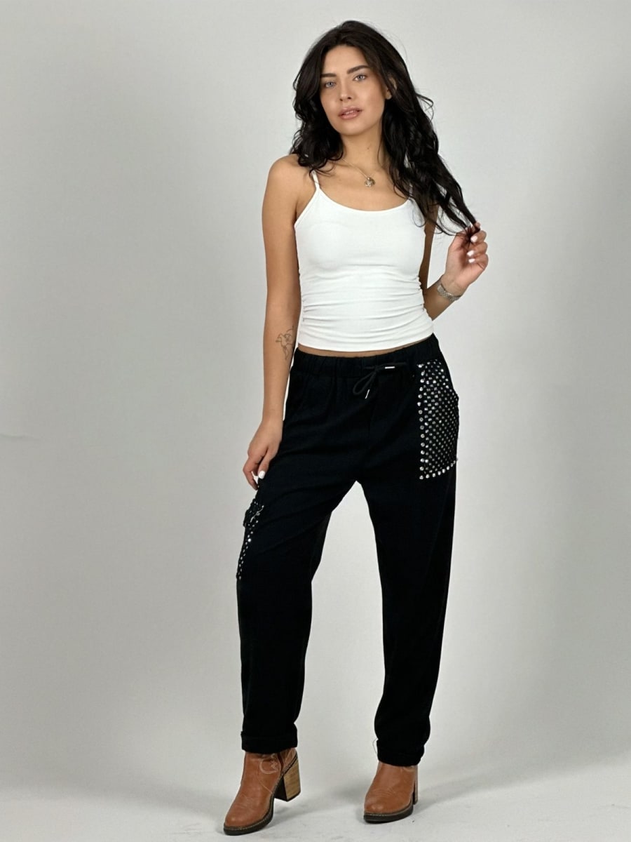 Jogger Lino Con Bolsillo Cargo Tejido Hilo A1-142