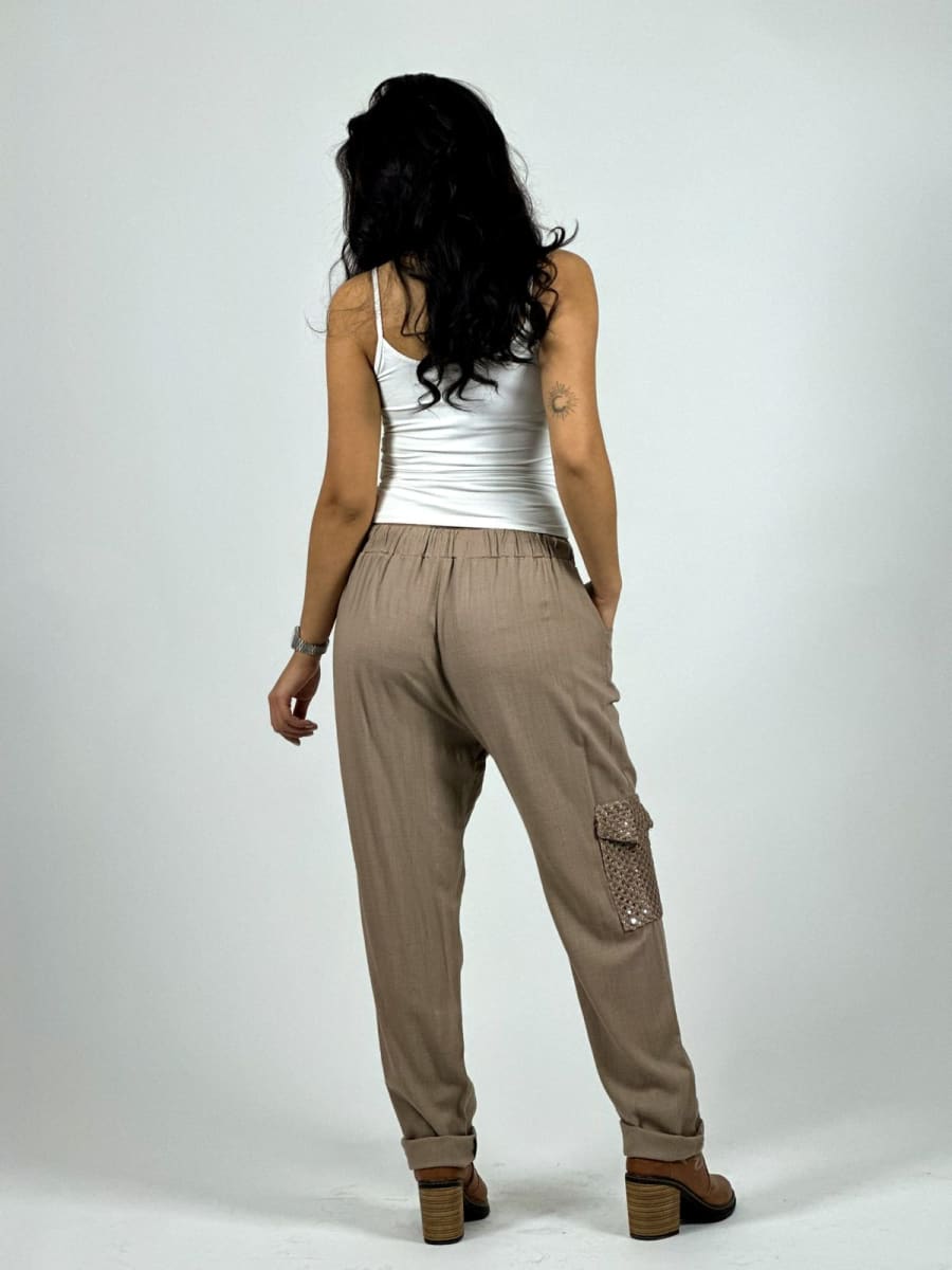 Jogger Lino Con Bolsillo Cargo Tejido Hilo A1-1413
