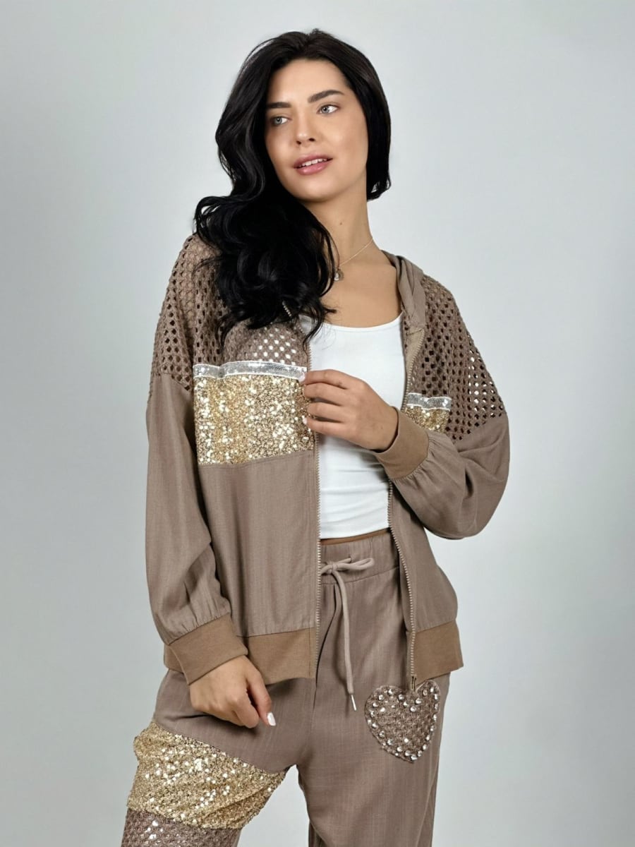 Poleron Lino con Brillo Mitad Tejido A1-210