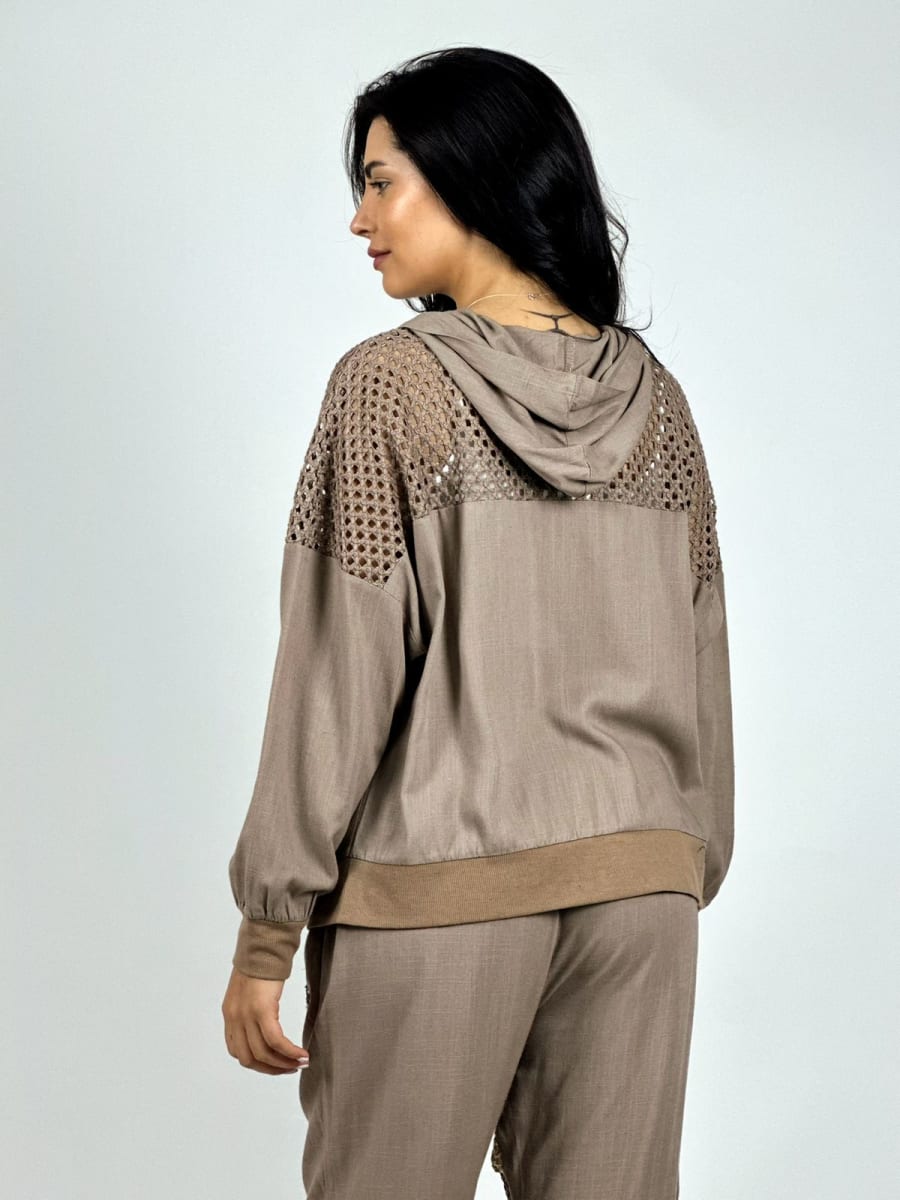 Poleron Lino con Brillo Mitad Tejido A1-212