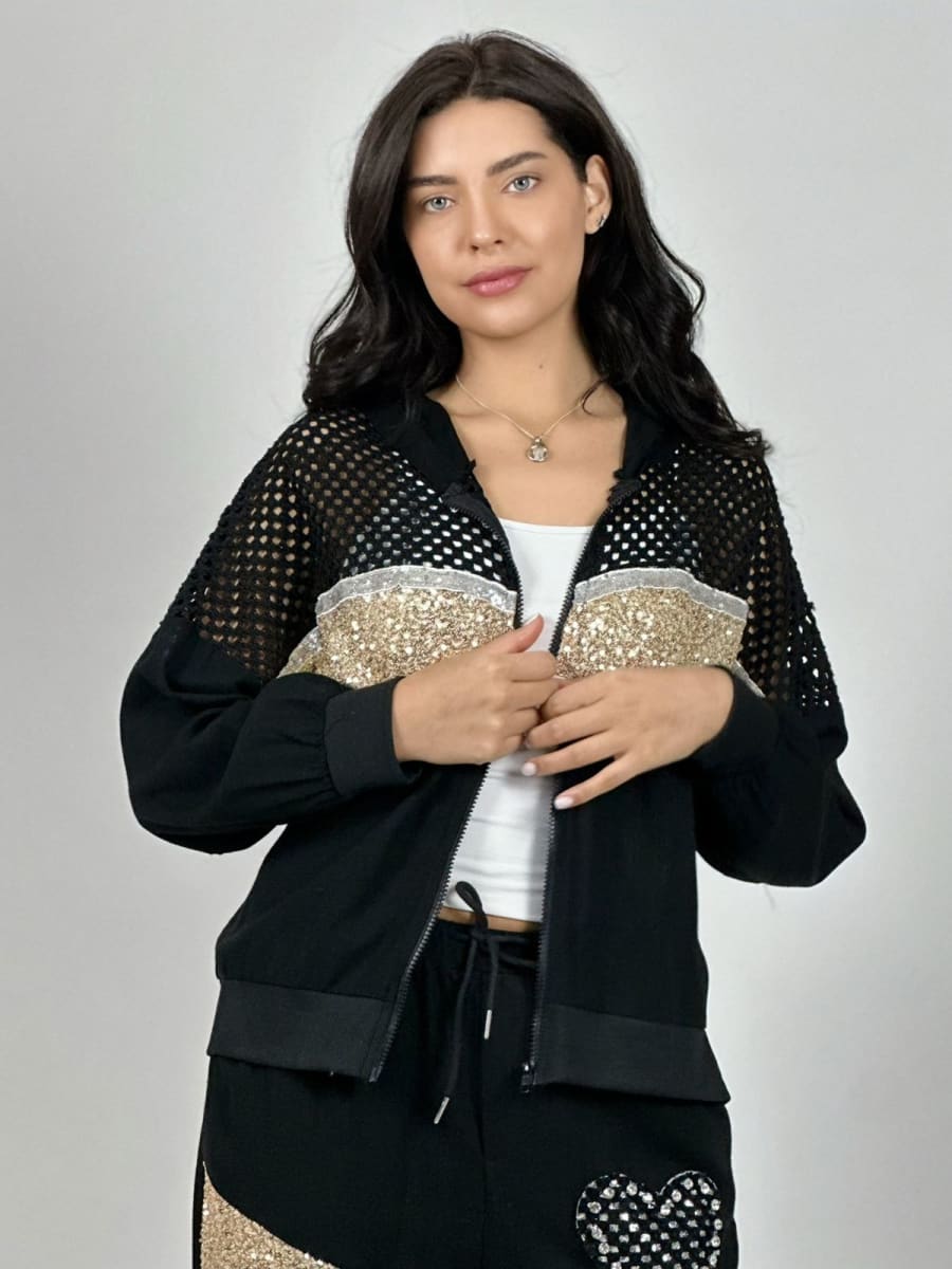 Poleron Lino con Brillo Mitad Tejido A1-21