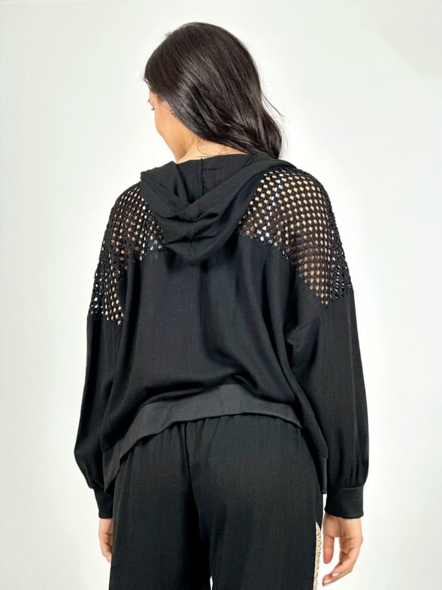 Poleron Lino con Brillo Mitad Tejido A1-23