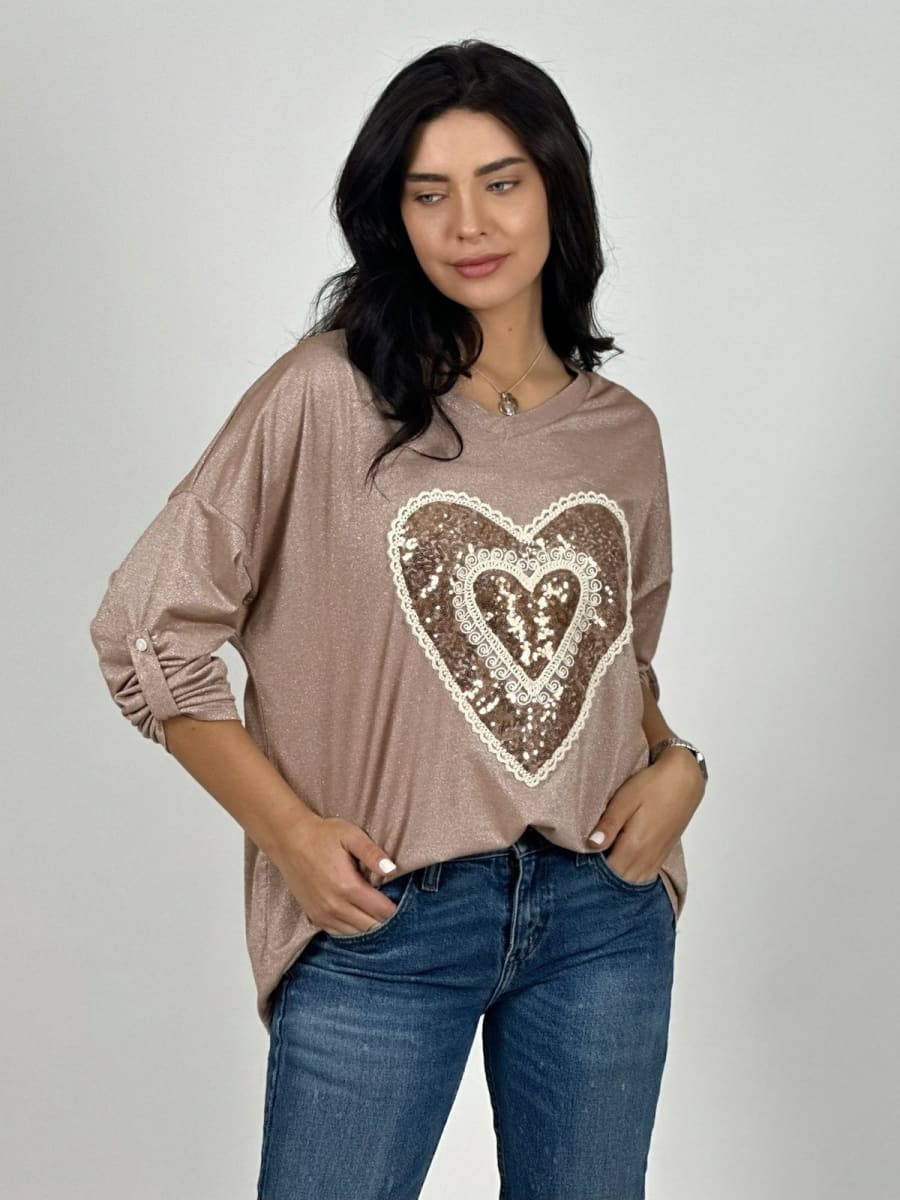 Polera Acetato Corazon Brillante y Blonda A1-204