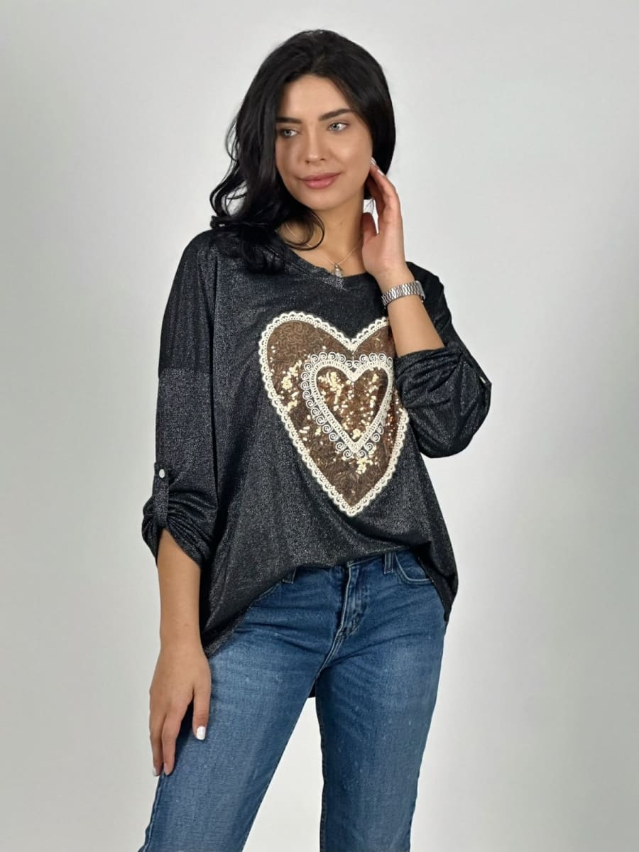 Polera Acetato Corazon Brillante y Blonda A1-201