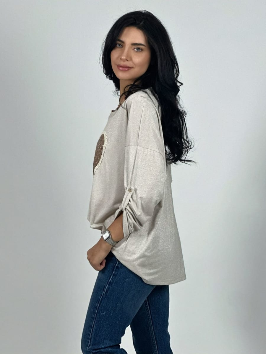 Polera Acetato Corazon Brillante y Blonda A1-2011