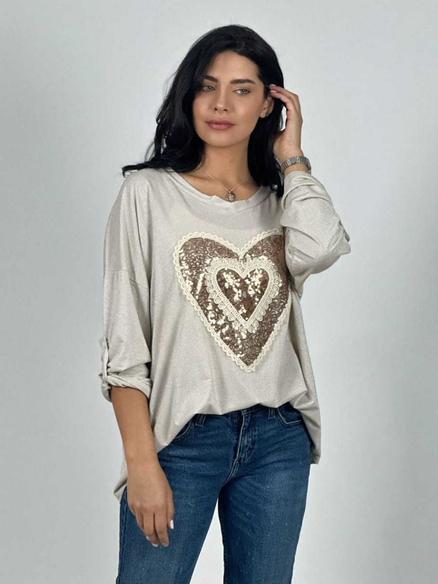 Polera Acetato Corazon Brillante y Blonda A1-209