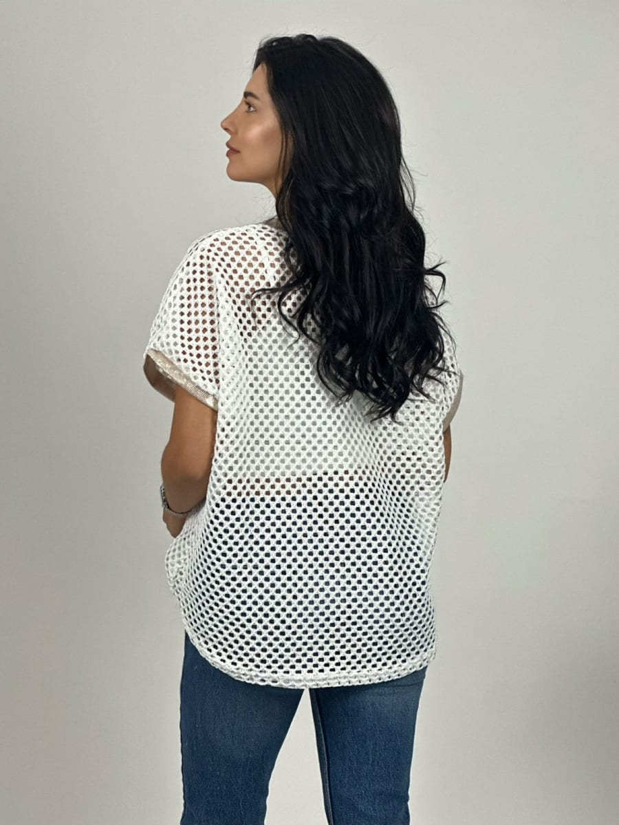 Polera Hilo Con Flor Grande Lentejuelas A1-163