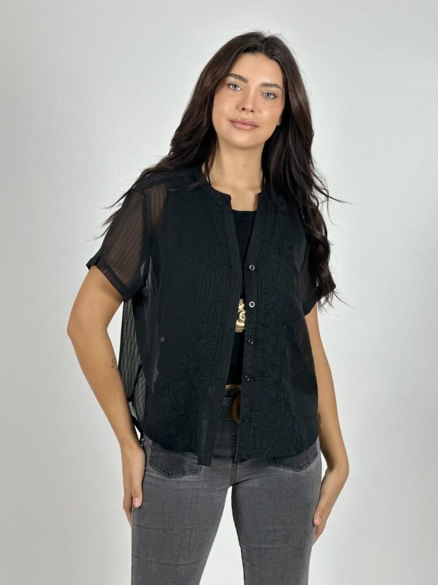 Blusa Encaje Flores Bordadas A1-404