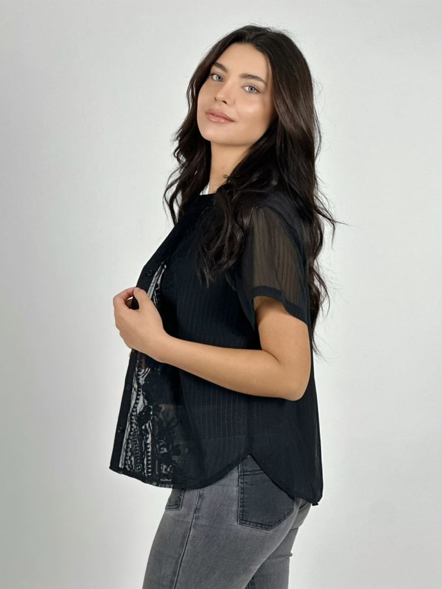 Blusa Encaje Flores Bordadas A1-406