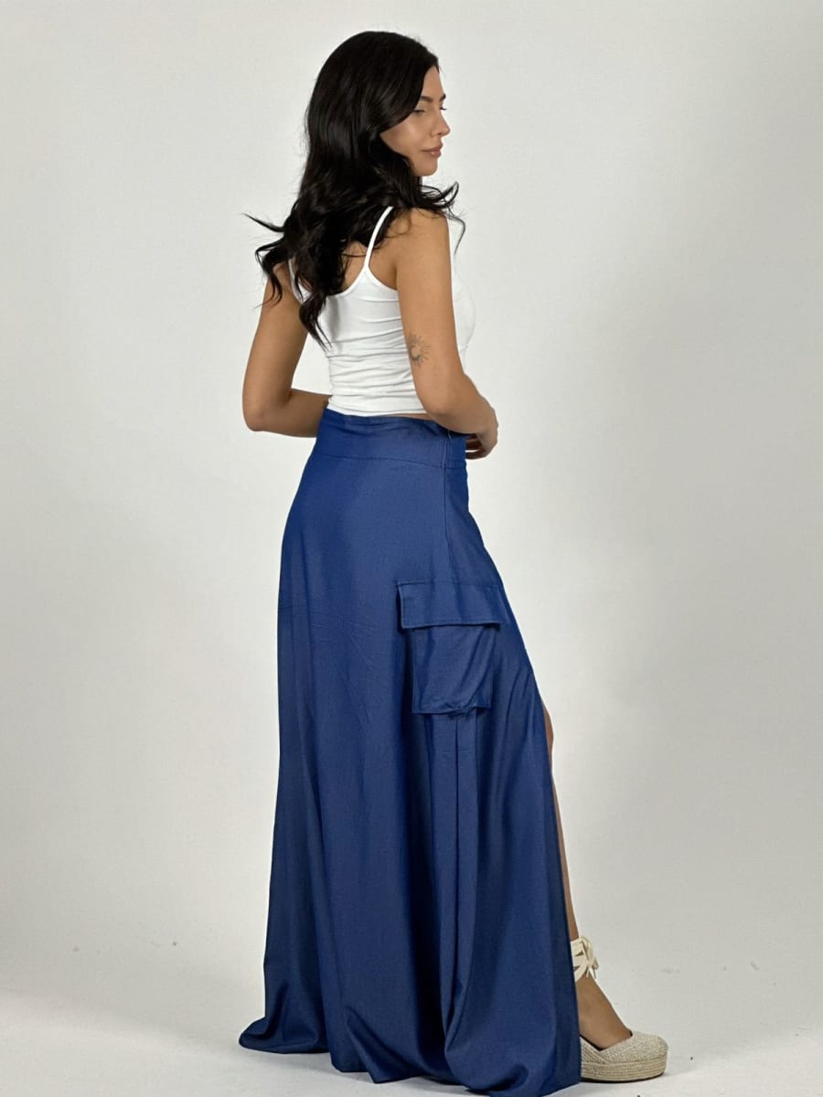 Falda Mezclilla Bolsillos Cargo con Avertura A3-773