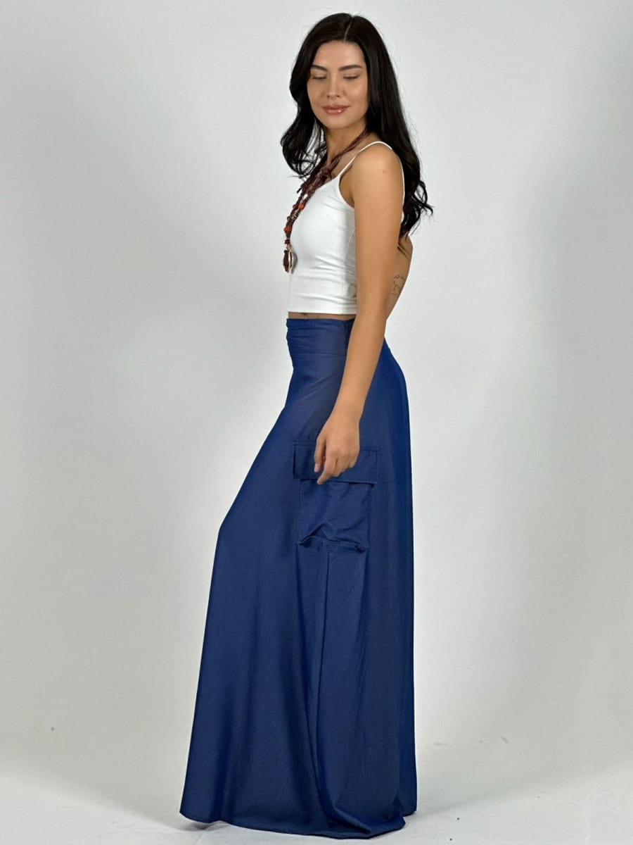 Falda Mezclilla Bolsillos Cargo con Avertura A3-772