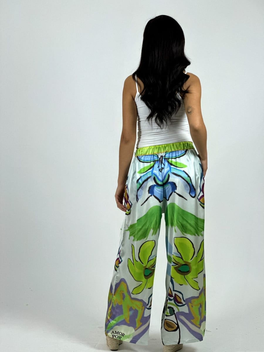 Palazzo Satin Estampado Colorido A1-389