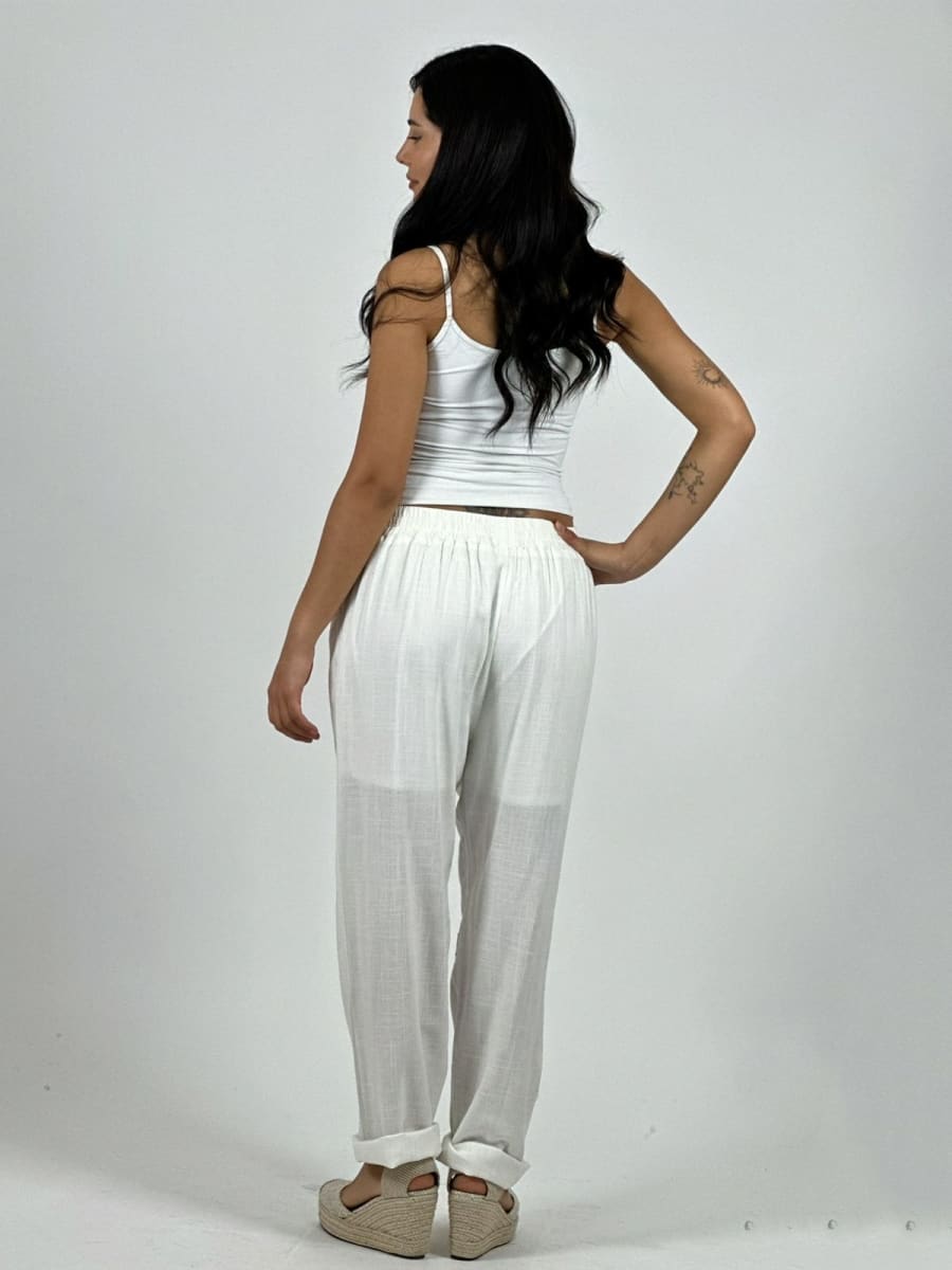 Pantalon Lino Diseño Broderi con Brillos A1-236