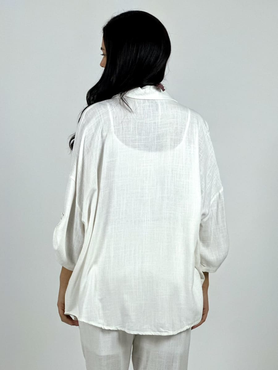 Blusa Lino Diseño Broderi con Brillos A1-236