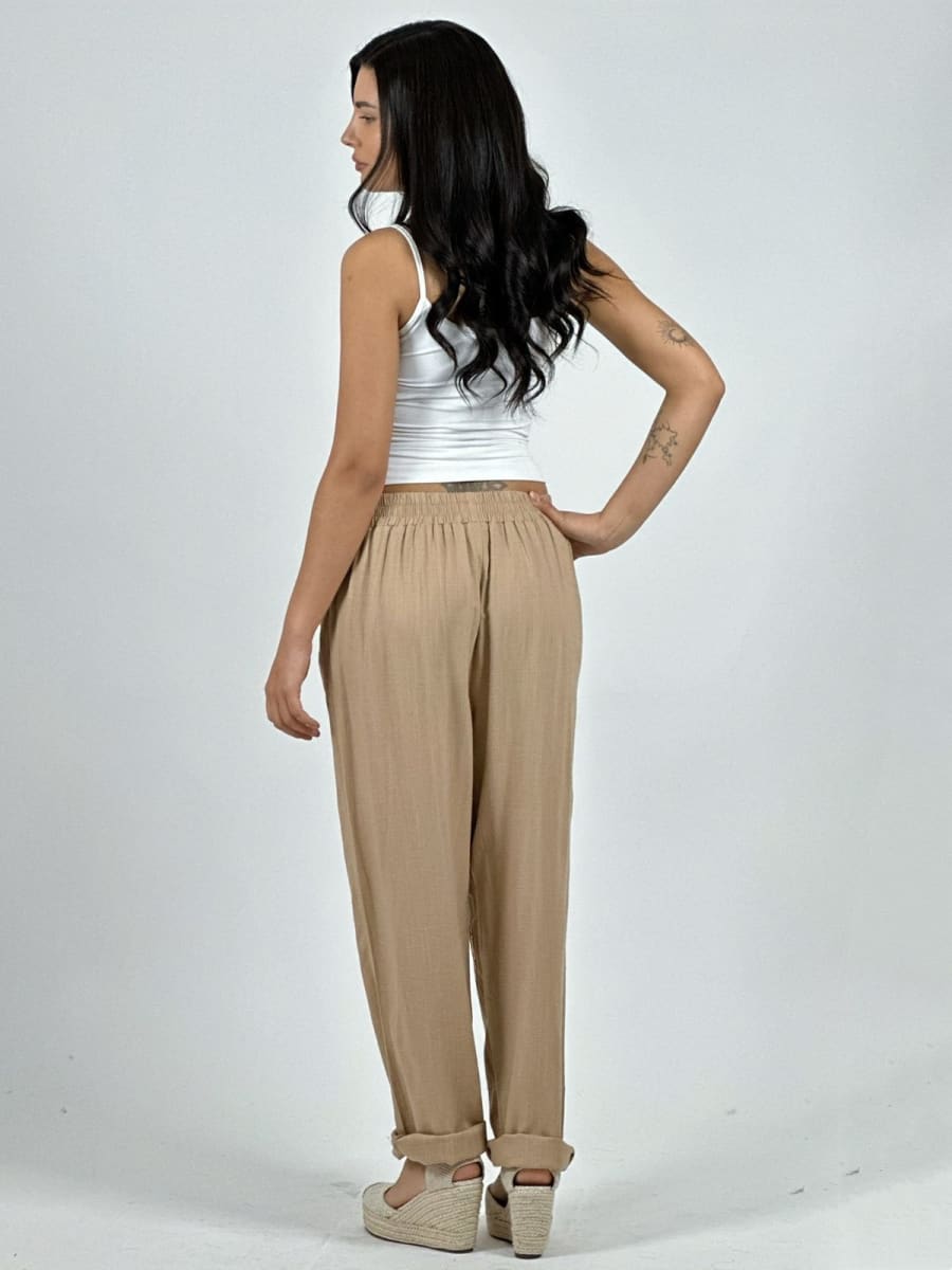 Pantalon Lino Diseño Broderi con Brillos A1-239