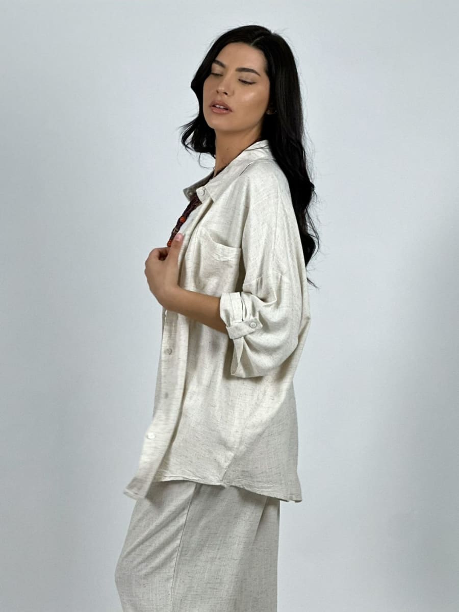 Blusa Lino Diseño Broderi con Brillos A1-2314