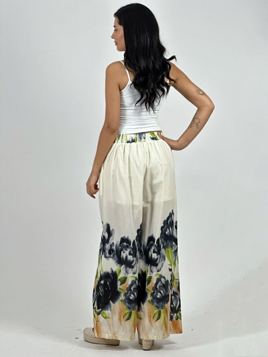 Palazzo Casual Rosas Estampadas A1-173