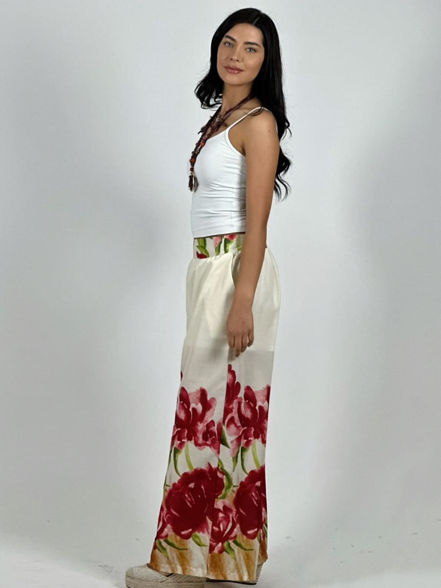 Palazzo Casual Rosas Estampadas A1-179