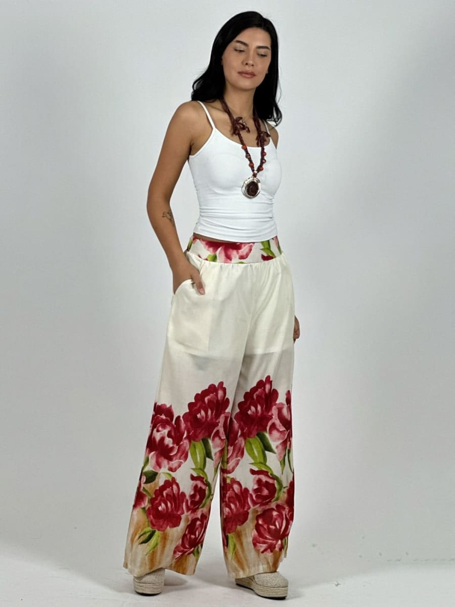 Palazzo Casual Rosas Estampadas A1-178