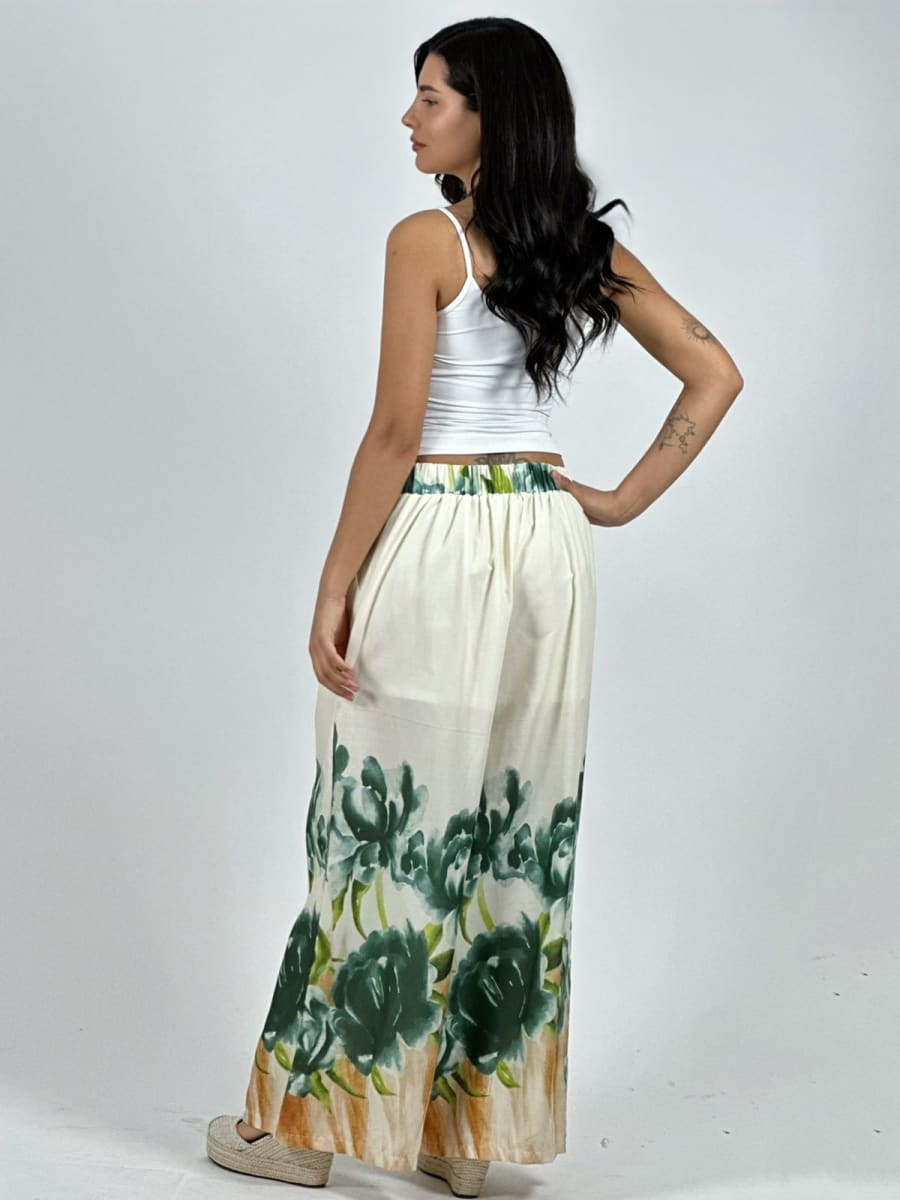 Palazzo Casual Rosas Estampadas A1-1711