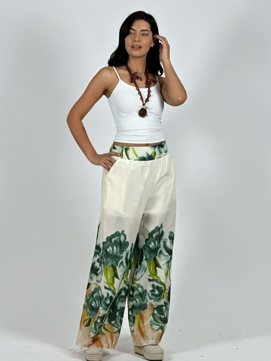 Palazzo Casual Rosas Estampadas A1-1710