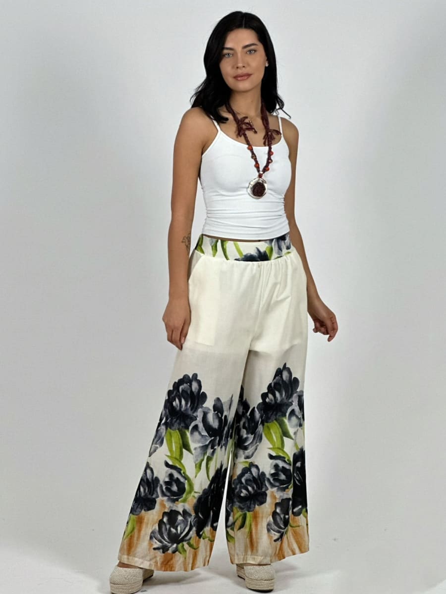 Palazzo Casual Rosas Estampadas A1-172