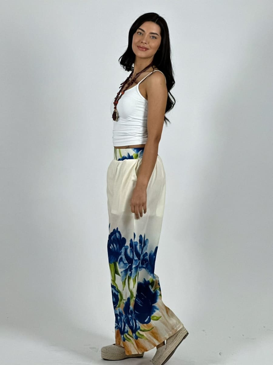 Palazzo Casual Rosas Estampadas A1-176