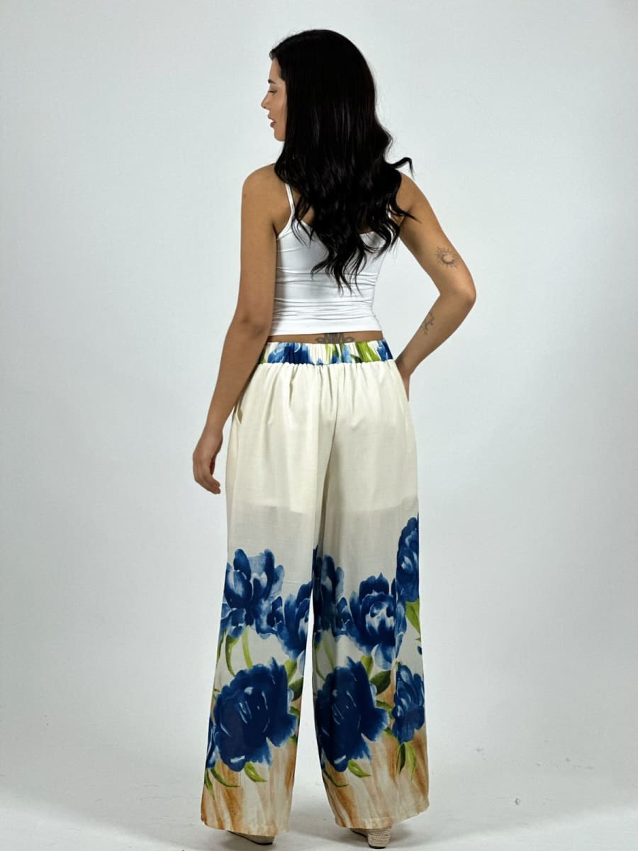 Palazzo Casual Rosas Estampadas A1-175