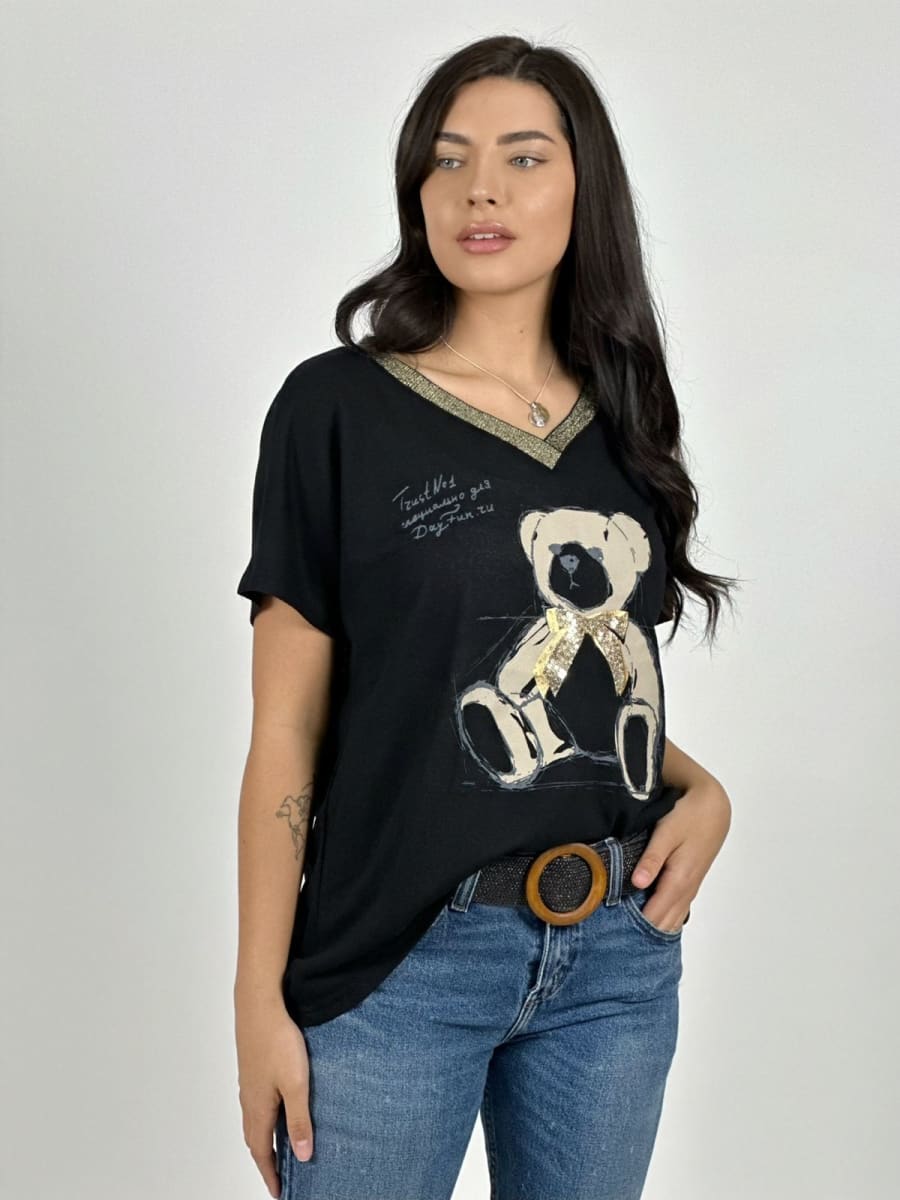 Polera Estampado OSO con Brillo A1-215