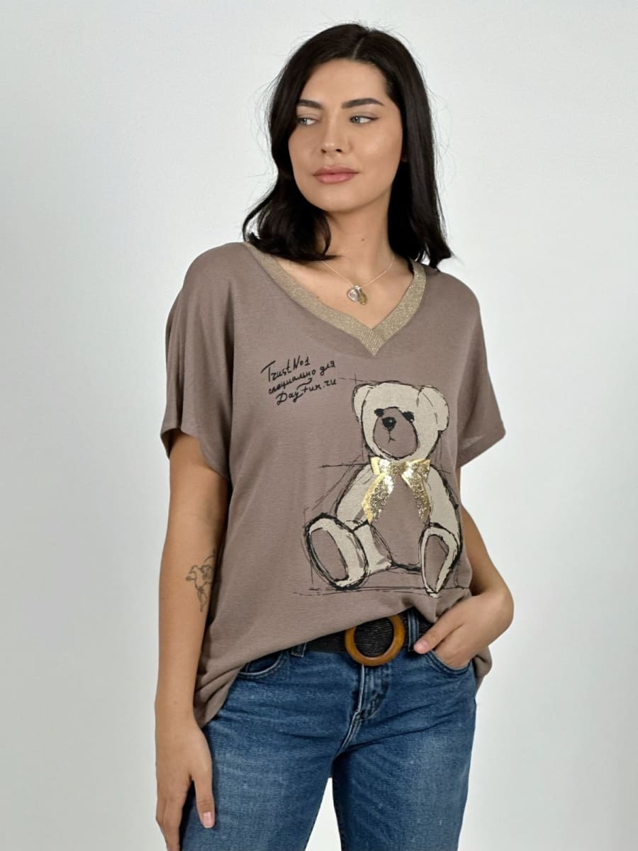 Polera Estampado OSO con Brillo A1-218