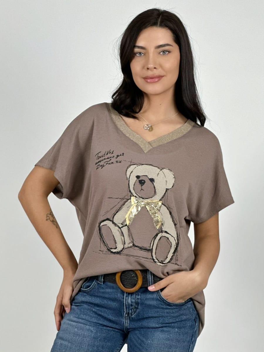 Polera Estampado OSO con Brillo A1-217