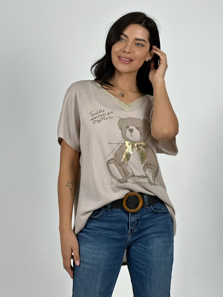 Polera Estampado OSO con Brillo A1-211